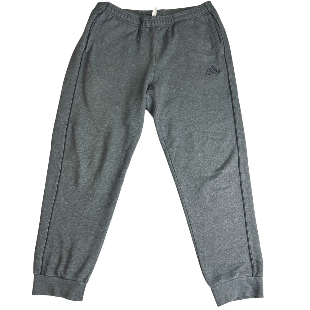 Adidas Mens Large Gray Heathered Fleece Jogger Sweatpants Drawstring Cuffed